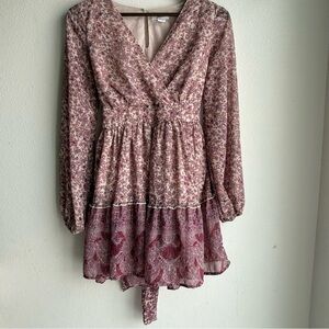 Japna Pink Floral Long Sleeve Dress